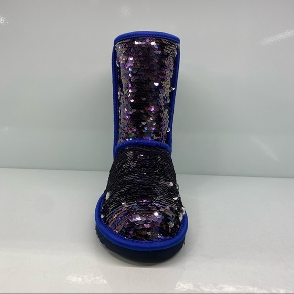 UGG |  Classic Short Sequin Navy Tonal Boots NEW In Box - Picture 4 of 8